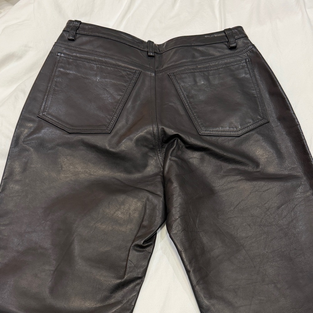Banana Republic Black Leather Straight Leg Pants Size 12 EUC